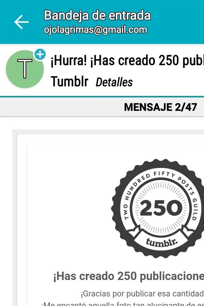 250 publicaciones en TUMBLR.
